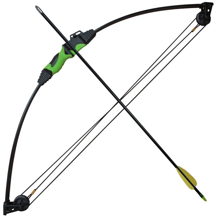 Haller Compoundbogen Set, grün, Fiberglas, 85 cm, 12 lbs, mit 2 Pfeilen und Zubehör